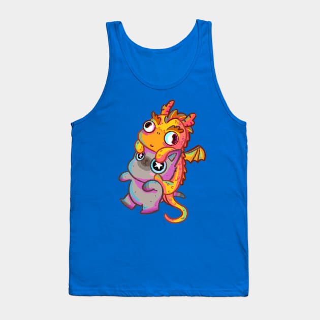 Dragon and Cat Tank Top by Sardoodles